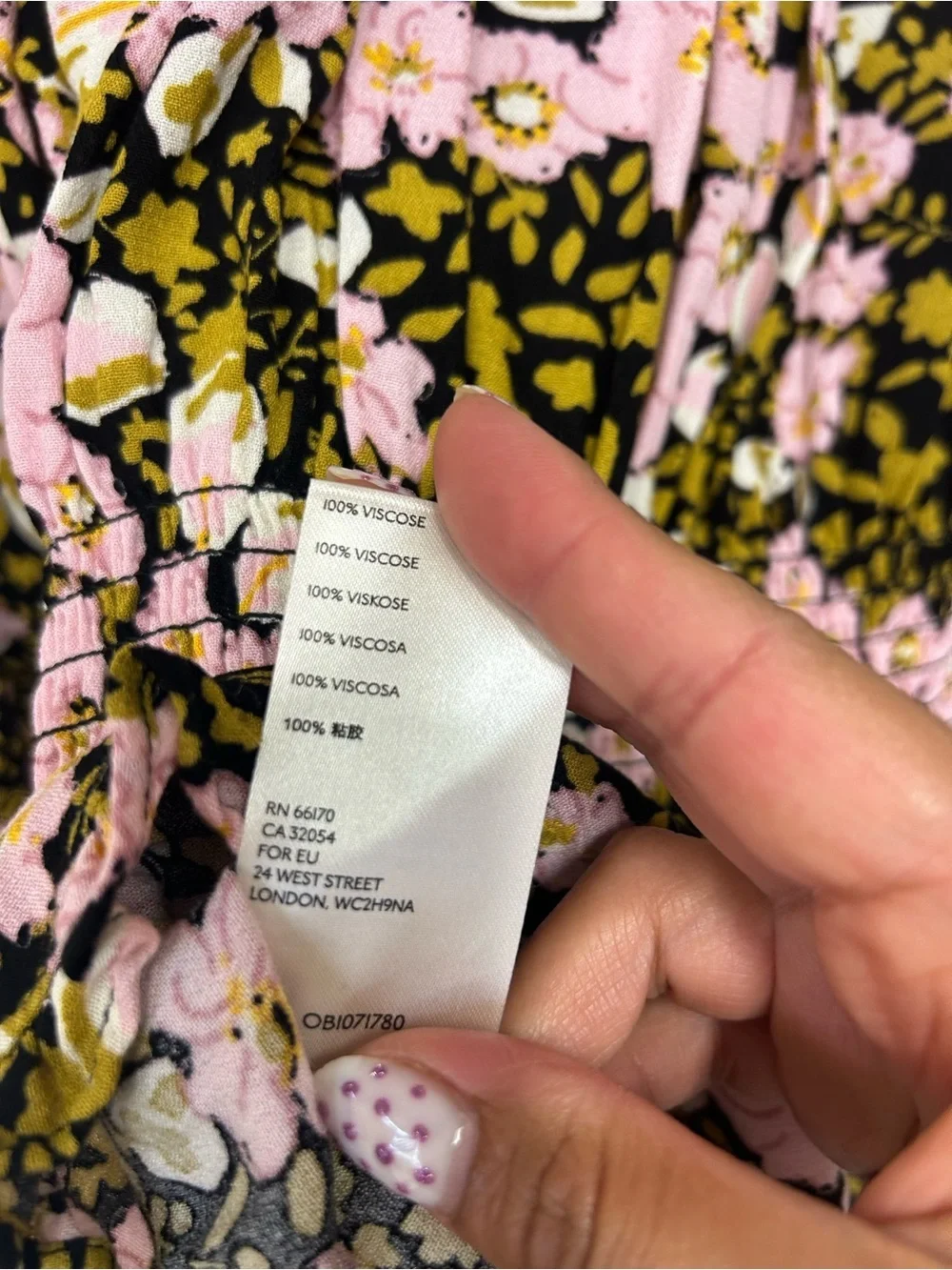 Free People Sweet Memories Pink and Black Floral Tie-Front Puff Sleeve